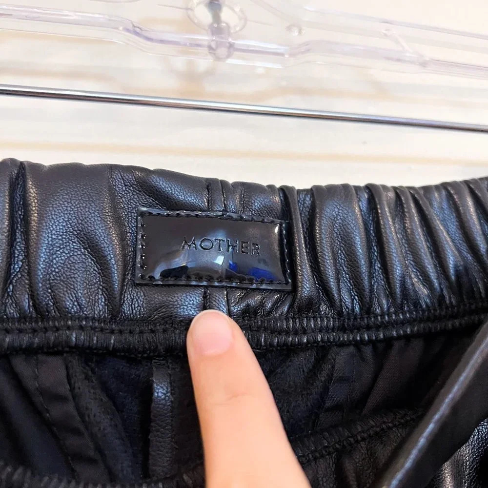 Mother Skippety Ankle Black Faux Vegan Leather Classic Straight Leg Pants Small - Picture 5 of 12